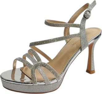 Generic Women Diamante High Heel Glitter Wedding Prom Party Bridal Sandals Girls Ankle Strap Shoes (Silver, UK Footwear Size System, Adult, Women, Numeric, Me