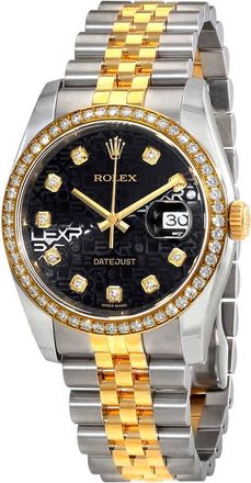 Rolex Datejust Black Dial Ladies 18 Carat Yellow Gold and Stainless Steel Watch 116243BKJDJ