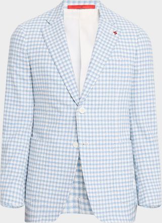 Isaia Mens Check Boucle Sport Coat