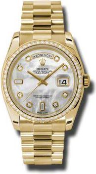 Rolex Day-Date Mother Of Pearl Dial 18K Yellow Gold President Automatic Ladies Watch 118348MDP
