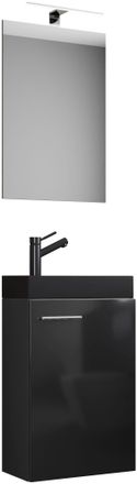 ebuy24 Ebuy24 - Set Vcm De 3 Piezas Lavadero Para Invitados Wc Ba&ntilde;o Para Invitados Lavabo Con Espejo Set De Ba&ntilde;o - Slito Sp-bl (negro)