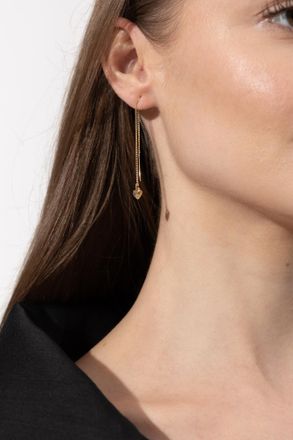 AllSaints Long Earrings With Heart-shaped Pendant, Womens, Gold