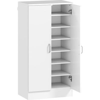 HOMCOM Mobile Scarpiera a 6 Ripiani Regolabili in Legno 55x35x108 cm Bianco