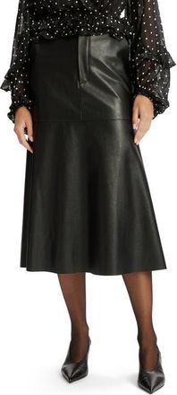 Bardot Kindra Faux Leather Midi Skirt in Black at Nordstrom, Size 10