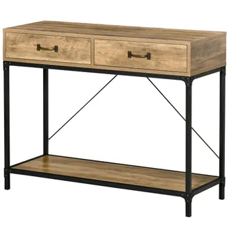 HOMCOM Consolle Per Ingresso Vintage Con 2 Cassetti E Mensola Metallo E Legno - Homcom