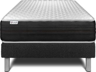 VITALIT Somier Negro + Colch&oacute;n Con Espuma Viscoel&aacute;stica 90 X 200