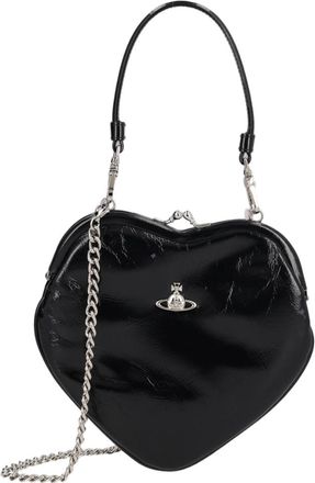 Vivienne Westwood Black Heart-Shaped Calf Leather Shoulder Bag
