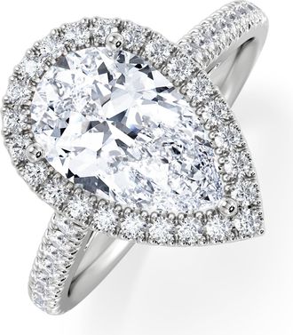 The Diamond Store Diana Lab Diamond Pear Halo Engagement Ring Platinum 2.60ct F/VS1