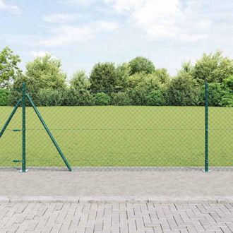 vidaXL Vidaxl - Valla De Eslabones De Cadena Con Postes Verde 0.8 X 25 M Acero