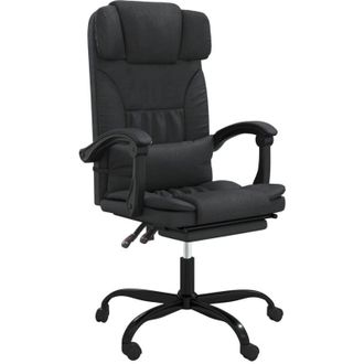 vidaXL Silla De Oficina Reclinable Cuero Sint&eacute;tico Negro Vidaxl
