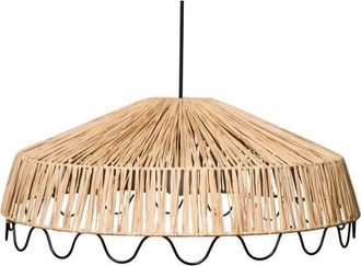 Beliani L&aacute;mpara Colgante Con Pantalla Tejida A Mano L&aacute;mpara De Techo Estilo Boho Rat&aacute;n Rafia Natural Arenal