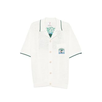 Casablanca Palm Tree-embroidered Open-knit Shirt