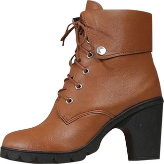 Generic Wide Fit Ankle Boots for Women Arch Support Ankle Boots for Women 2025 Fall Winter Plus Size Short Booties High Heel Round Toe Chunky Heel Booties Wom