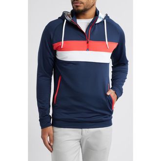 Swannies Ski Print Colorblock Half Zip Hoodie in Navy at Nordstrom Rack, Size Small