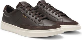 BOSS Leather sneakers with suede trims