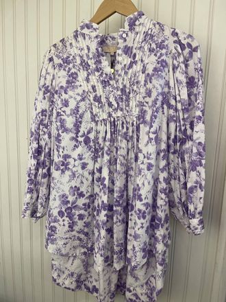 byTiMo Poplin Blouse In Lilac Flowers