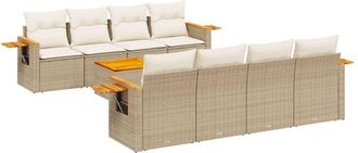 vidaXL Set De Sof&aacute;s De Jard&iacute;n 9 Pzas Con Cojines Rat&aacute;n Sint&eacute;tico Beige Vidaxl