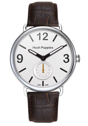 Hush Puppies 1958 Mens White Watch - Brown Leather - One Size