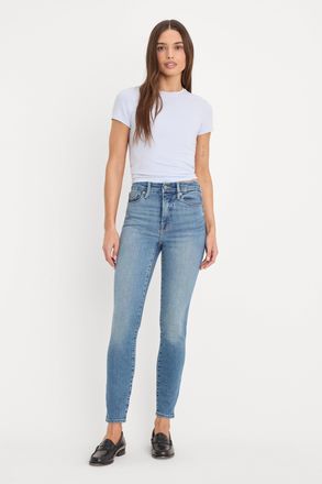 Good American Womens Good Waist Skinny Compression Jeans | Flat Tummy Tech, Gap-Proof Waistband | Indigo, Size 28 Plus | Good American by Khl