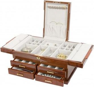 Allurez Bubinga High Gloss Finish w Mapa Burl Inlay & Necklace Hooks