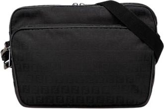 Fendi Pre-owned Canvas Crossbody Bag - Dames - Vintage Schoudertas - Zwart - ONE Size - Leer - Vintage