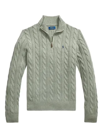 Polo Ralph Lauren cable-knit half-zip pullover - men - Cotton - S - Green