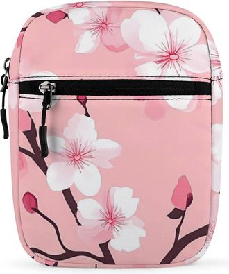 Generic Cherries Florals Blossoms Trendy Crossbody Bag for Men Women Small Satchel Men Sling Adjustable Shoulder Strap Messenger