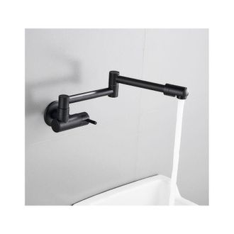 OEM Grifo De Cocina Mural, Maneta Telesc&oacute;pica Plegable, Grifo Mural Negro, Grifo Mural De Lat&oacute;n, Grifo Mezclador Mural, Salida De Agua Fr&iacute;a &Uacute;nica