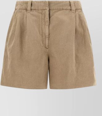 Brunello Cucinelli baggy shorts pleated front belt loops pockets