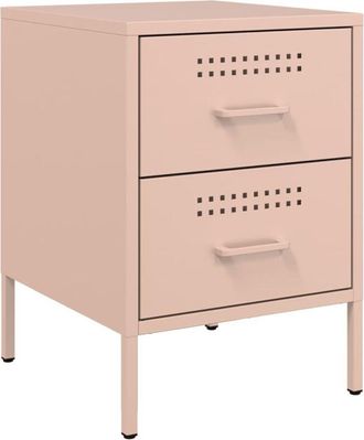 vidaXL Bedside Cabinet Pink 36x39x50.5 cm Steel Vidaxl