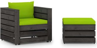 vidaXL Muebles De Jard&iacute;n 2 Piezas Con Cojines Madera Impregnada Gris Vidaxl