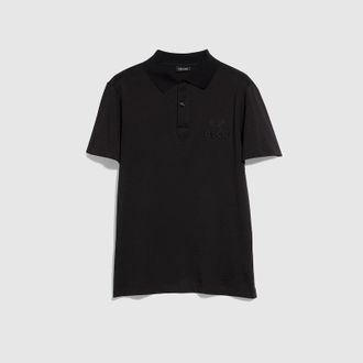 Gucci Cotton Jersey Polo Shirt With Embroidery, Size XXXL, Black