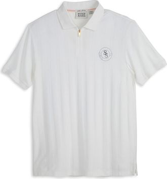 Scotch & Soda Popcorn Piqué Zip Polo in Star White at Nordstrom Rack, Size X-Large
