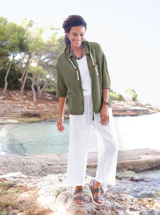 Casual Looks Blusenjacke CASUAL LOOKS, Damen, Gr. 36, khaki, 100% Baumwolle, Jacken Blusenjacke