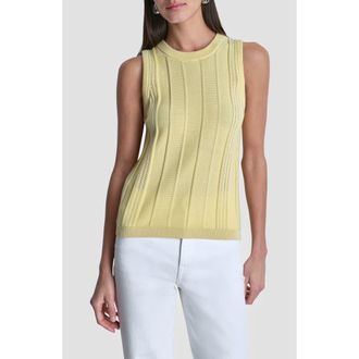 DKNY Sleeveless Cotton Multistitch Sweater in Buttercream at Nordstrom, Size X-Large