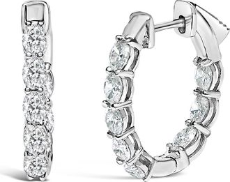 House of Brilliance 14K White Gold 2 3/4 Cttw Oval Cut Lab Grown Diamond Inside Out Hoop Earrings at Nordstrom