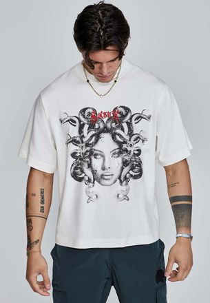 Siksilk T-Shirt SIKSILK Siksilk T-Shirt Medusa T-Shirt, Herren, Gr. L, beige, Obermaterial: 100% Baumwolle CO., Shirts T-Shirt