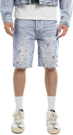 Purple Mono Stars Tufted Denim Shorts in Light Indigo at Nordstrom, Size 34