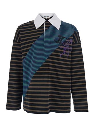 Jordan Luca Multicolor Long-Sleeve Polo Shirt With Logo Embroidery On The Front And All-Over Striped Motif In Cotton Man