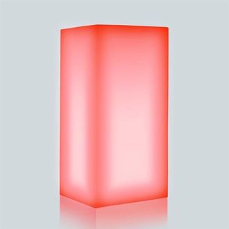 Monacis Vaso Quadrato Luminoso 40x40 H 80 Mod. Cube Top Bright Led Luce Rossa