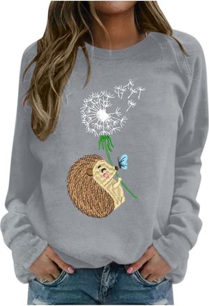 Generic Lightning Deals of The Day Plain Sweatshirts for Women UK Clearancee Womens Fashion Top Blouse Print Long-sleeved Hooded Sweatshirt Casual Fashion Tod