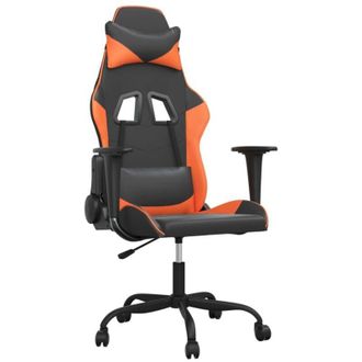 vidaXL Silla Gaming De Masaje Cuero Sint&eacute;tico Negro Y Naranja Vidaxl