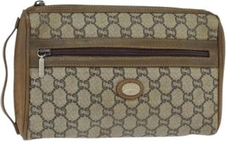 Gucci Pre-owned Clutches, female, Beige, Size: ONE SIZE Pre-owned Canvas Clutch