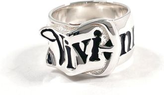 Vivienne Westwood Silver Black Silver 925 Band Ring (Pre-Owned)
