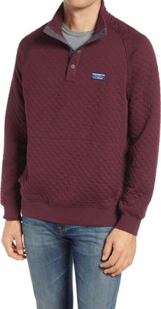 L.L.Bean Mens Burgundy Quilted Sweatshirt - Small