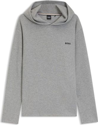 BOSS Cotton-blend pajama hoodie with waffle structure