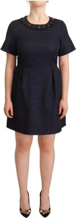 L'autre Chose Short Dresses, female, Black, Size: M Black Embellished Short Sleeves Mini A-line Dress