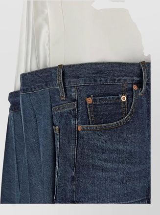 sacai silk denim asymmetric mini dress