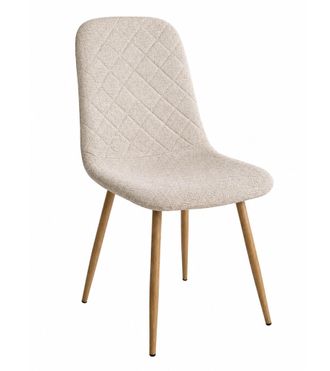 Home Heavenly Home Heavenly- Pack De 4 Sillas De Comedor Suiz - Silla Tapizada Dise&ntilde;o N&oacute;rdico Respaldo Con Costura Romboidales Y Patas Metal Color: Beige Pata Sonom
