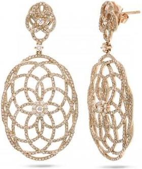 Allurez 2.58ct 14k Rose Gold Diamond Lace Earrings